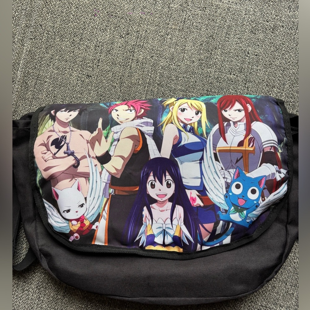 Anime Character Print Black Shoulder Bag